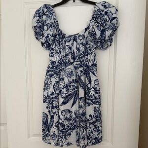 Abercrombie & Fitch White and Blue Floral Mini Dress